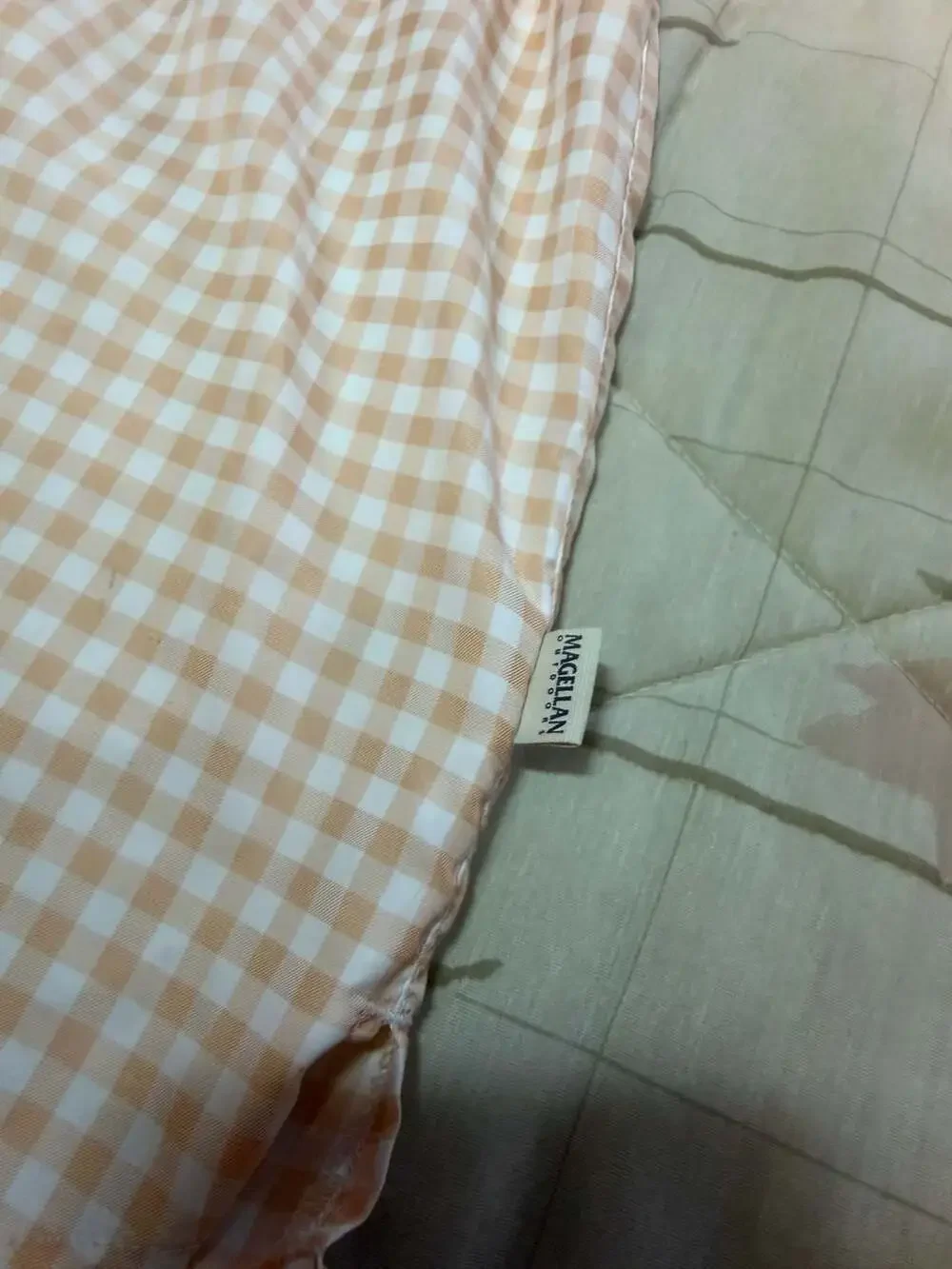 Magellan Outdoors Girls Peach Gingham Short Sleeve Button-Front Shirt Dress